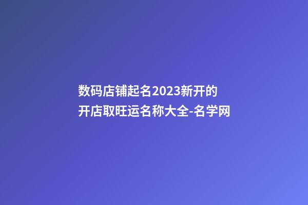 数码店铺起名2023新开的 开店取旺运名称大全-名学网-第1张-店铺起名-玄机派